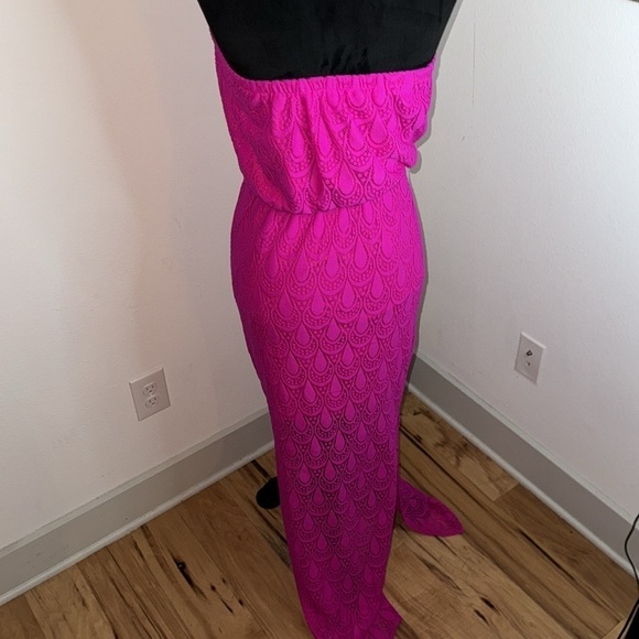 Lilly Pulitzer Emmet Bright Pink / Magenta strapless lace Maxi Dress Sz XS - Picture 7 of 11